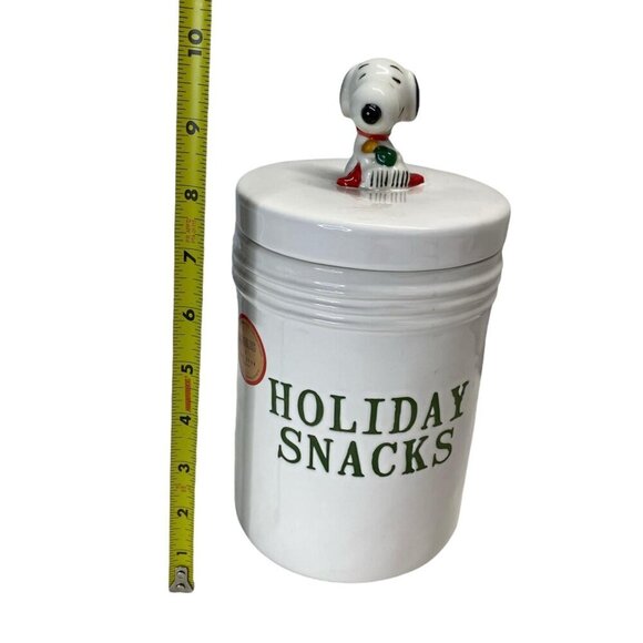 Rae Dunn Peanuts Snoopy Ceramic Holiday Snacks Treats Cookie Jar Topped Canister - Picture 6 of 6
